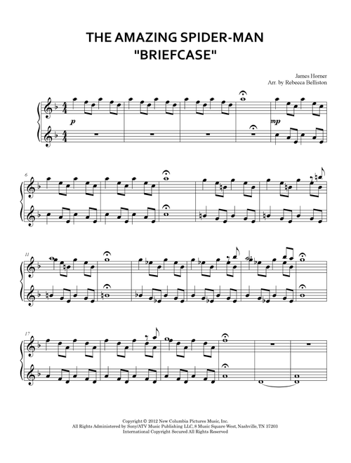 The Briefcase (Arr. Rebecca Belliston) - James Horner (Piano Solo)