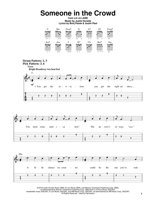 Someone In The Crowd - Emma Stone Callie Hernandez Sonoya Mizuno & Jessica Rothe (Easy Guitar with TAB)