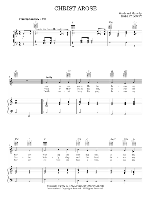 Christ arose - Robert Lowry (Piano-Vocal-Guitar)