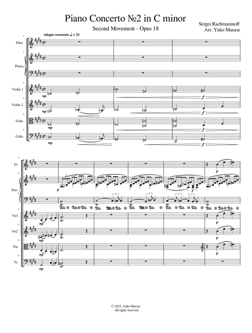 Piano Concerto No. 2 in C minor 2nd Movement (Arr. Yuko Murase) - Sergei Rachmaninoff (Small Ensemble)