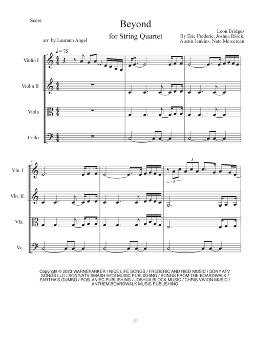 Beyond (Arr. Laurann Angel) - Leon Bridges (String Quartet)