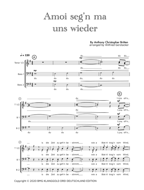 Amoi Seg' Ma Uns Wieder (Arr. Wilfried Gerstacker) - Anthony Christopher Britten (Choral, TTBB)