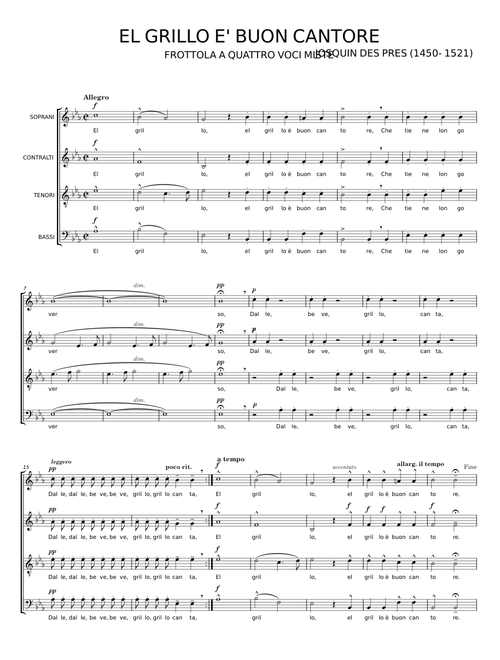 EL GRILLO E' BUON CANTORE - JOSQUIN DES PRES