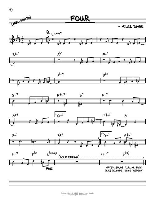 Four - Miles Davis, John Coltrane (Real Book - Melody-Chords)