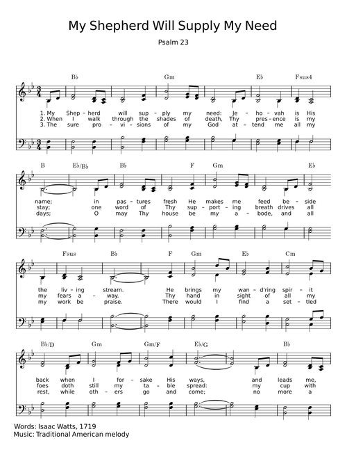 My shepherd will supply my need - Isaac Watts
