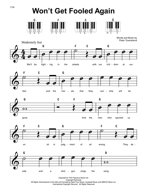 Won't Get Fooled Again - The Who (Super Easy Piano)