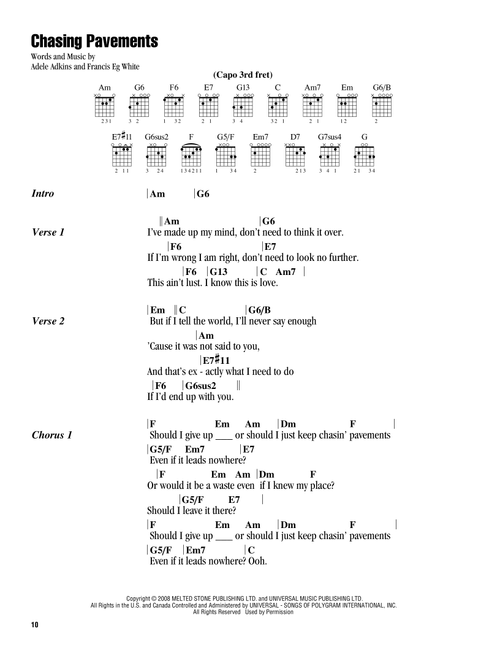 Chasing Pavements - Adele (Guitar Chords-Lyrics)
