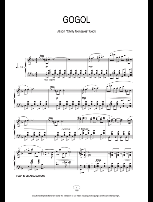 Gogol - Chilly Gonzales, Jason Beck (Piano Solo)