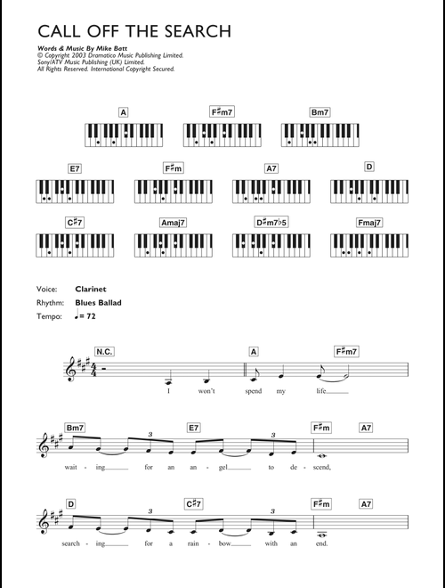 Call Off The Search - Katie Melua (Piano Chords-Lyrics)