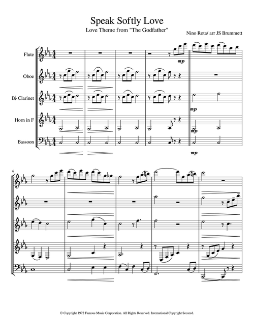 Speak Softly Love (Arr. Jennifer Brummett) - Nino Rota (Woodwind Ensemble)