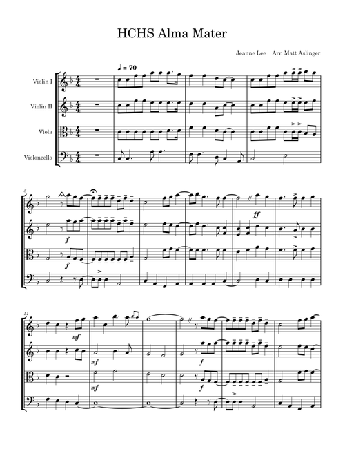 HCHS Alma Mater – J. Lee