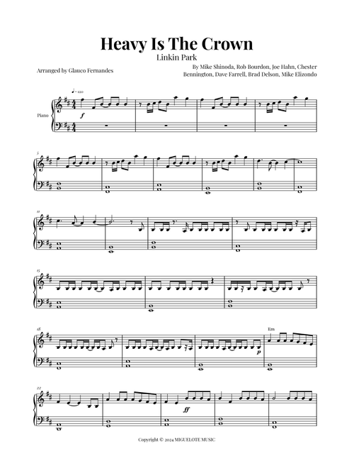 Heavy Is The Crown (Arr. Glauco Fernandes) - Linkin Park (Piano Solo)