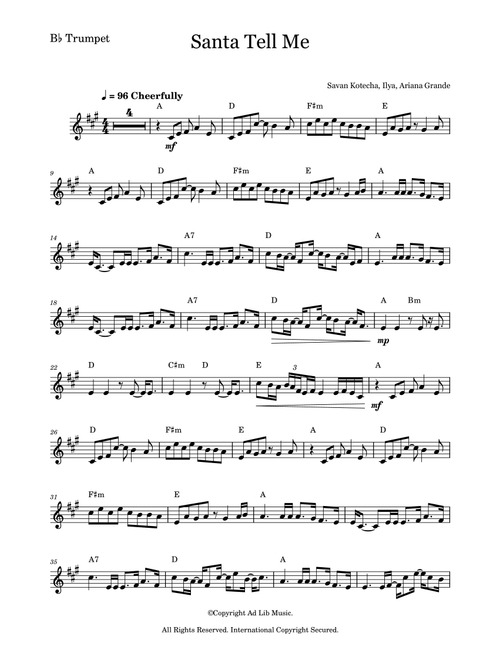 Santa Tell Me (Arr. Music Ad Lib) - Ariana Grande (Trumpet Solo)