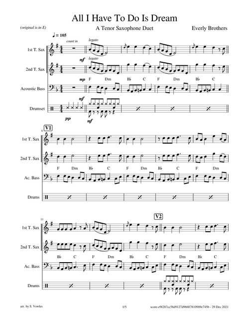 All I Have To Do Is Dream - T-Sax Duet
