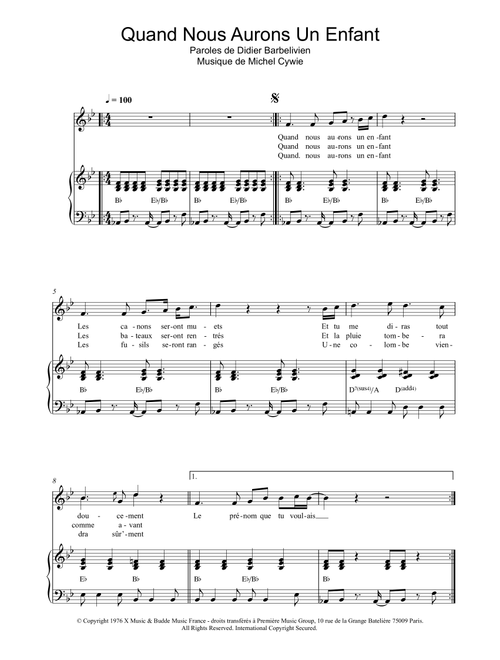 Quand Nous Aurons Un Enfant - Marie Laforet (Piano Vocal)