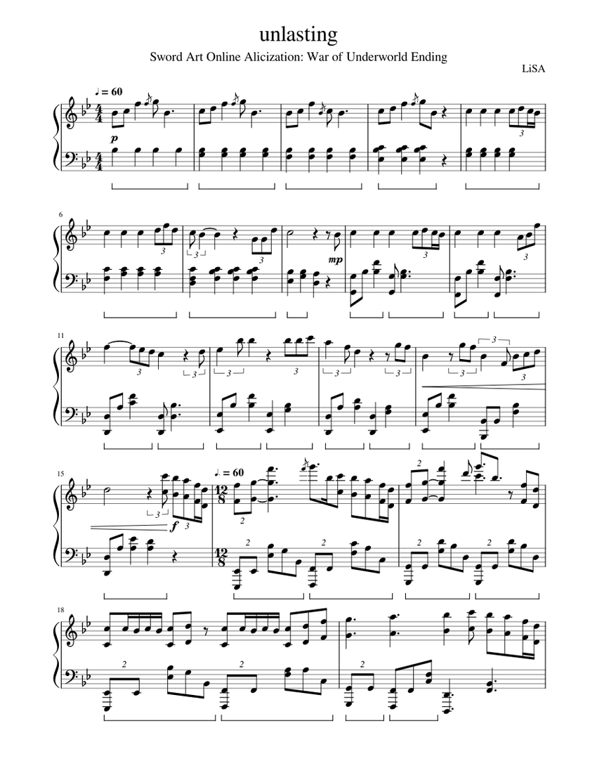 Unlasting Full Piano Arrg Sheet Music For Piano Solo Musescore Com Unlasting Full Piano Arrg Sheet Music For Piano Solo Musescore Com
