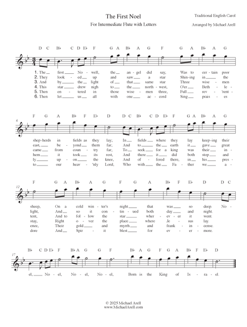 The First Noel for Flute (Arr. Michael Arell) - Whitney Houston, tobyMac, Mariah Carey (Flute Solo)