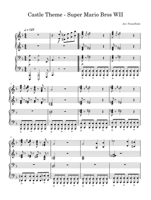 Castle Theme from New Super Mario Bros. Wii – Masaya Kuzume - Nintendo Castle Theme - New Super Mario Bros. Wii