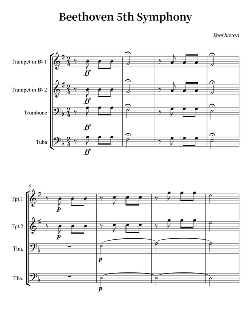 Beethoven 5th Symphony (Arr. Wesley S. SIlva) (Brass Ensemble)