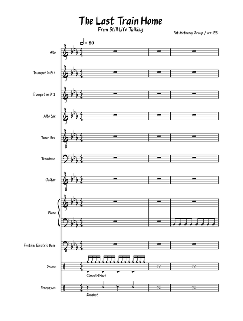 Last train home – Pat Metheny - for big band