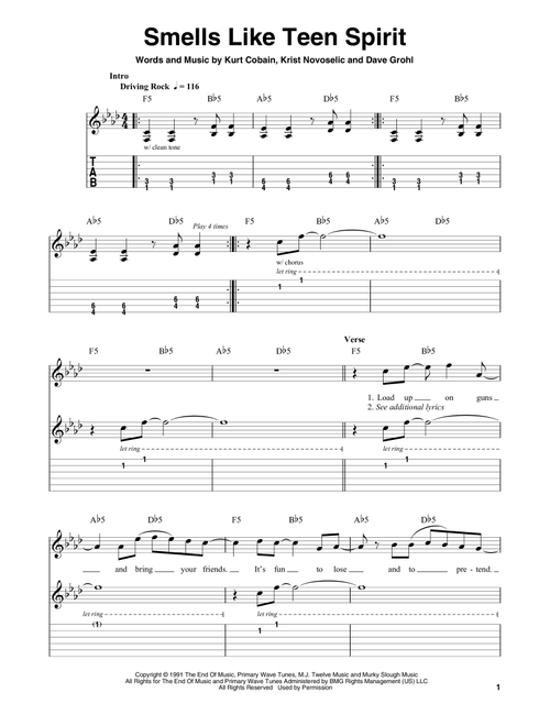 Smells Like Teen Spirit - Nirvana (Easy Guitar with TAB)
