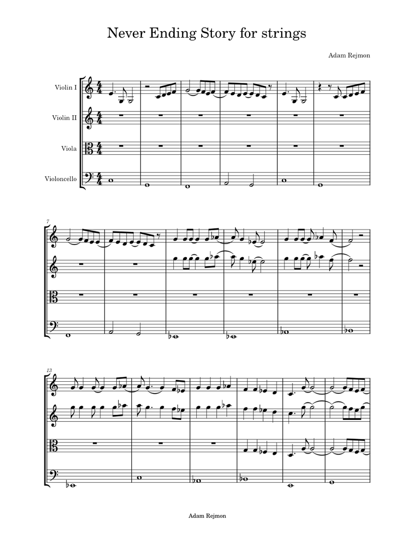 Never Ending Story for strings Sheet music for Violin, Viola, Cello ...
