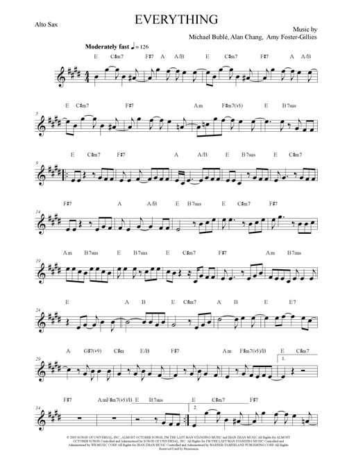 Everything (Arr. Anderson Quevedo) - Michael Buble (Alto Sax Solo)