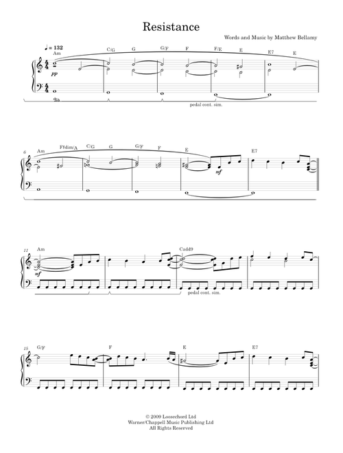 Resistance - Muse (Piano-Voice-Guitar)
