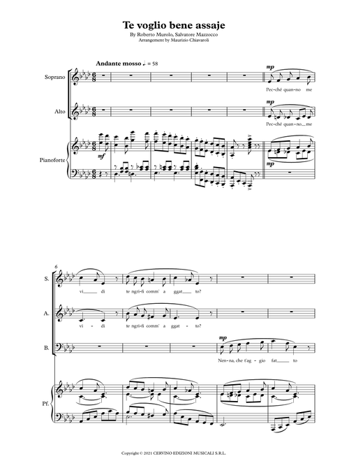 Te Voglio Bene Assaje (italian) (Arr. Maurizio Chiavaroli) - Roberto Murolo (Choral, SAB)