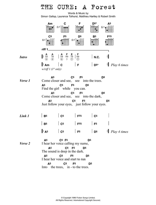 A Forest - The Cure (Guitar Chords-Lyrics)