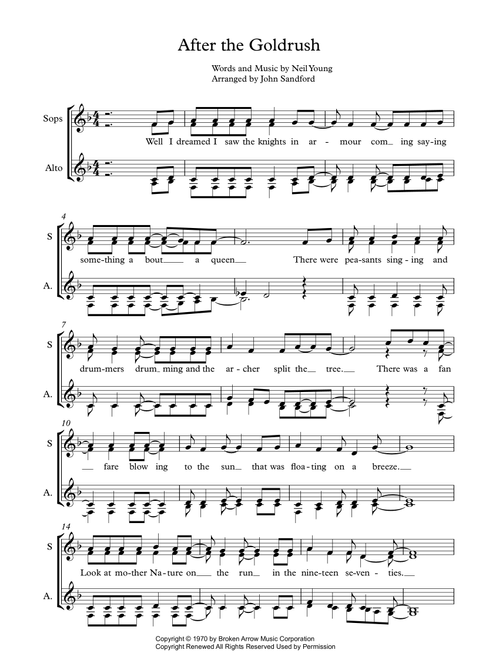 After The Gold Rush (Arr. John Sandford) - Neil Young (Choral, SSA)
