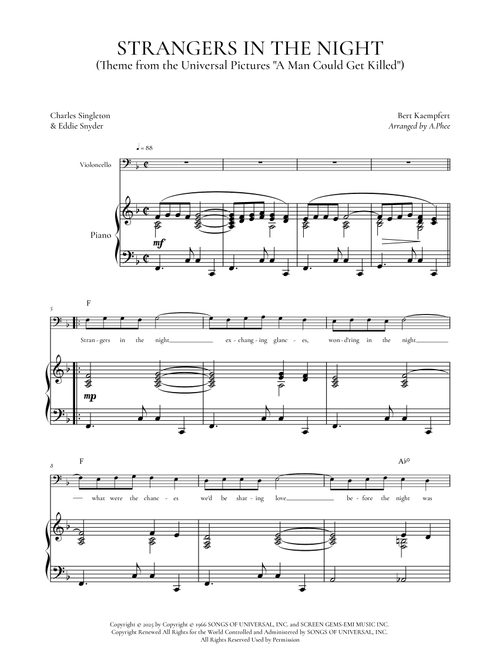 Strangers In The Night (Arr. Phee) - Frank Sinatra (Cello and Piano)