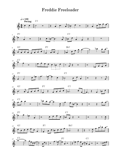 Freddie freeloader – Miles Davis Solo Transcription