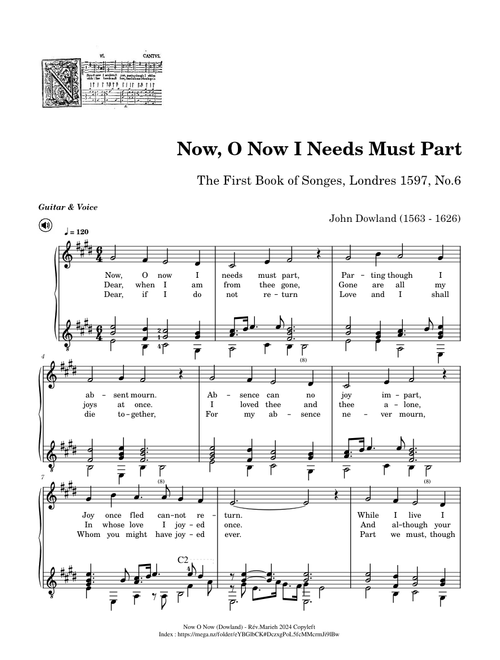 Now, O Now I Needs Must Part - John Dowland (1563 - 1626)