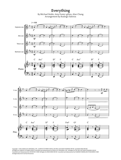 Everything (Arr. Rodrigo Faleiros) - Michael Buble (Small Ensemble)