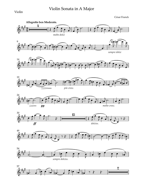 Violin Sonata in A Major (Arr. Bernardo Thronicke) - César Franck (Violin Solo)