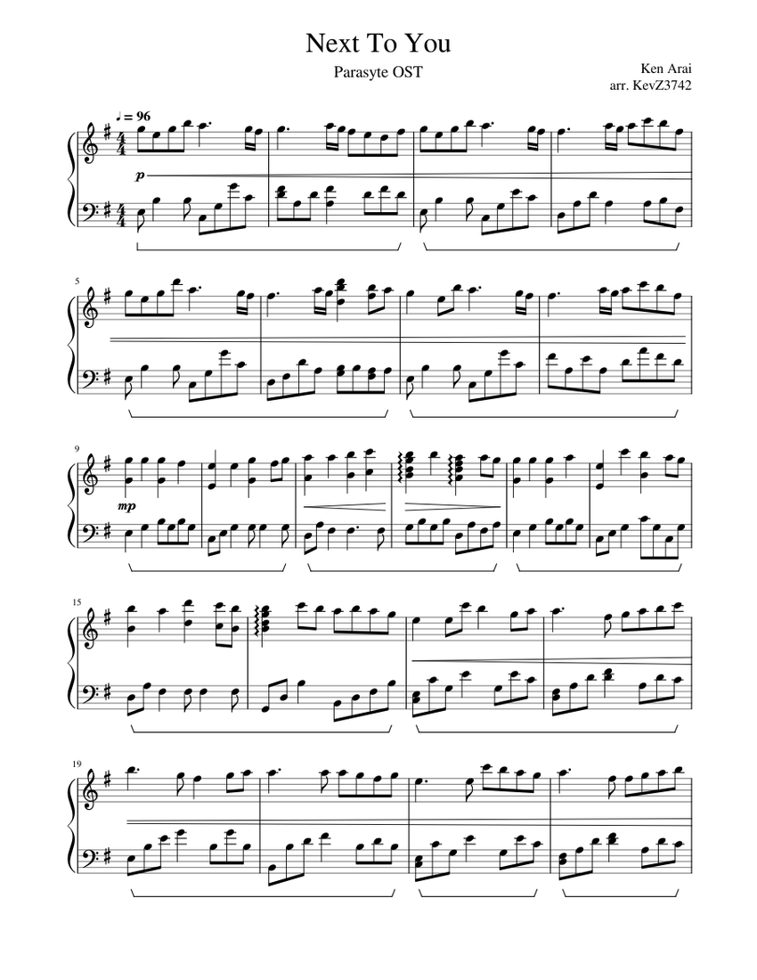Next To You Sheet music for Piano (Solo) | Musescore.com