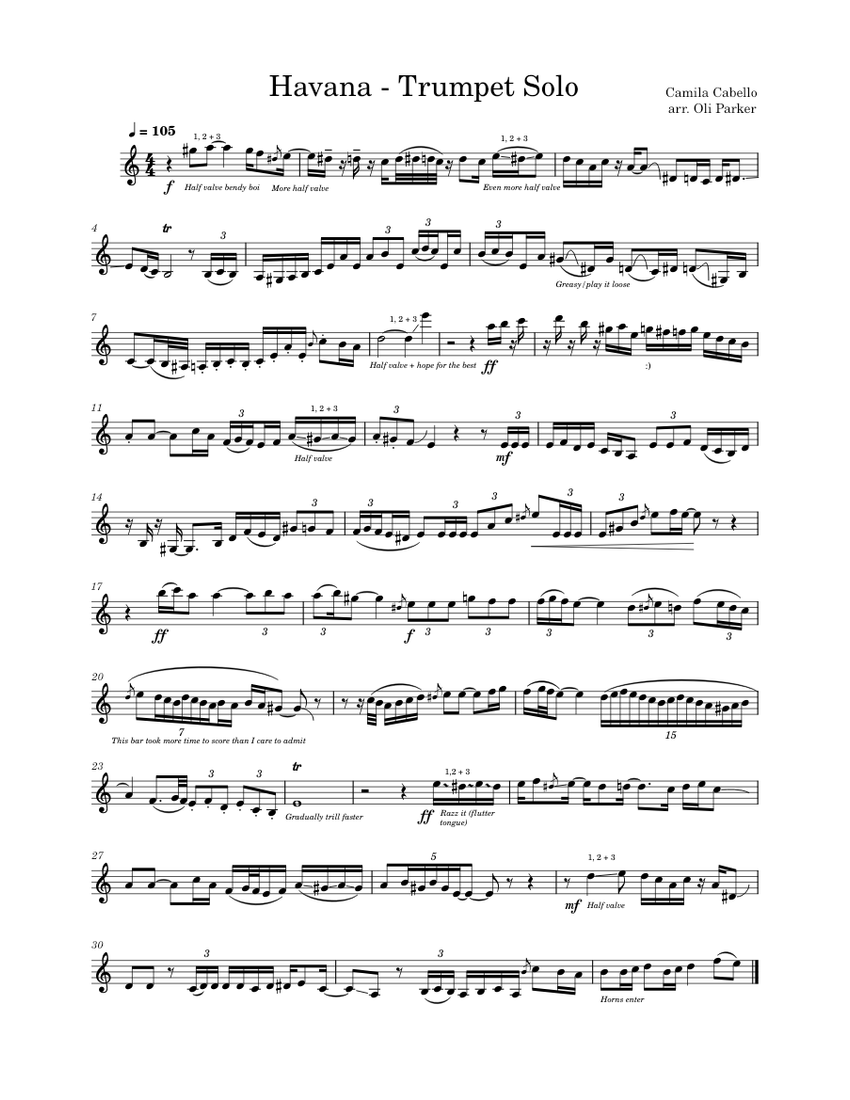 Havana Trumpet Solo Sheet music for Trumpet other (Solo)