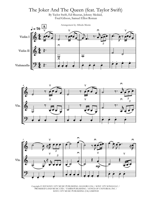 The Joker And The Queen (feat. Taylor Swift) (Arr. Alfredo Morán) - Ed Sheeran (String Ensemble)