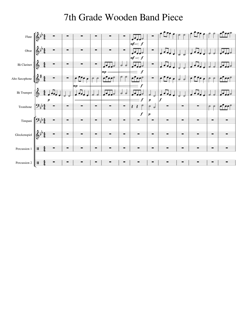 7th Grade Wooden Band Piece Sheet music for Trombone, Flute, Oboe