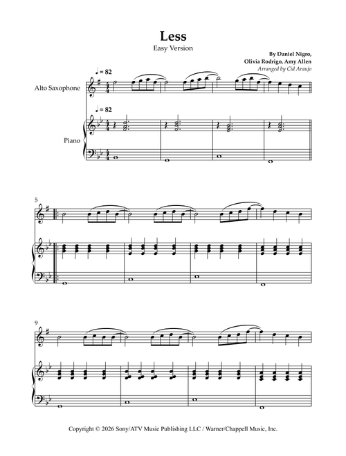 Less (Arr. Cid Araujo) - Olivia Rodrigo (Alto Sax and Piano)