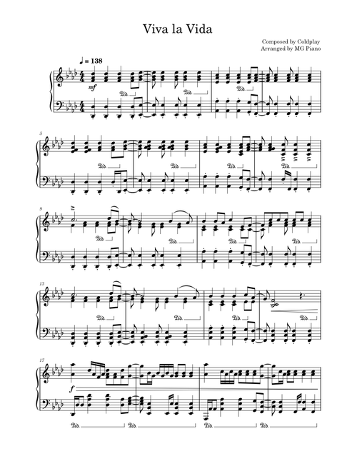 Viva la Vida – Coldplay Arranged by MG Piano