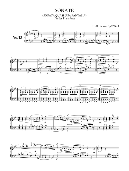 Piano Sonata No.13, Op.27. No.1. (L.v.Beethoven)