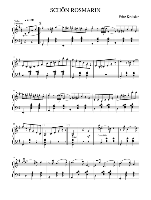 SCHÖN ROSMARIN – by Fritz Kreisler