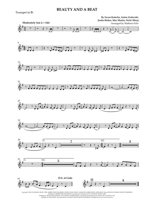 Beauty And A Beat (Arr. Matheus Felix) - Justin Bieber (Trumpet Solo)