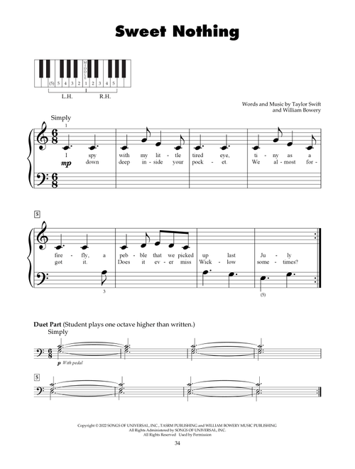 Sweet Nothing - Taylor Swift (5-Finger Piano)