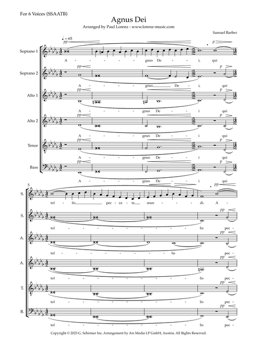 Agnus Dei (Arr. Paul Lorenz) - Artyfile (feat VoiceArt) (Choral, SATB)