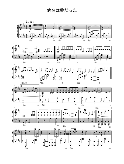 Byoumei wa Ai datta – Neru (押入れP) The disease called love Piano