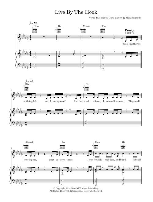 Live By The Hook (from 'Finding Neverland') - Eliot Kennedy, Gary Barlow (Piano-Vocal-Guitar (Piano Accompaniment))