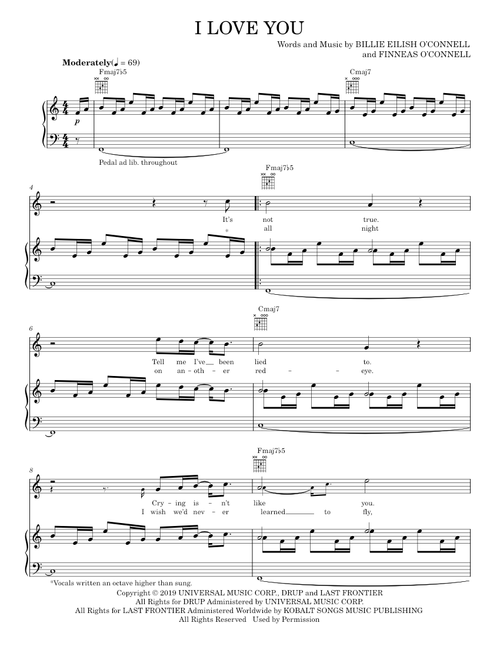 I love you - Billie Eilish (Piano-Vocal-Guitar)